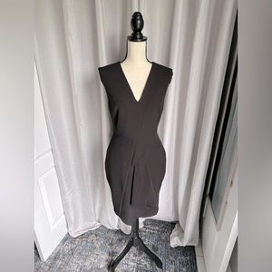 Formal Black Dress with Pleated Accents